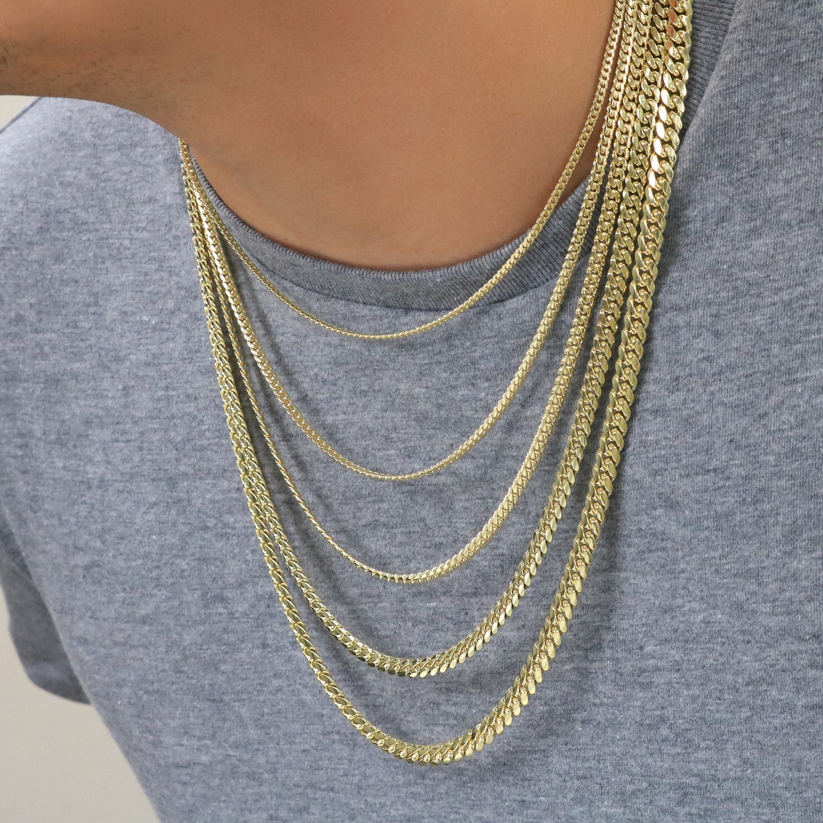 14K Yellow Gold Solid 2.7mm-11mm Miami Cuban Chain Necklace Mens Womens 16″-30″
