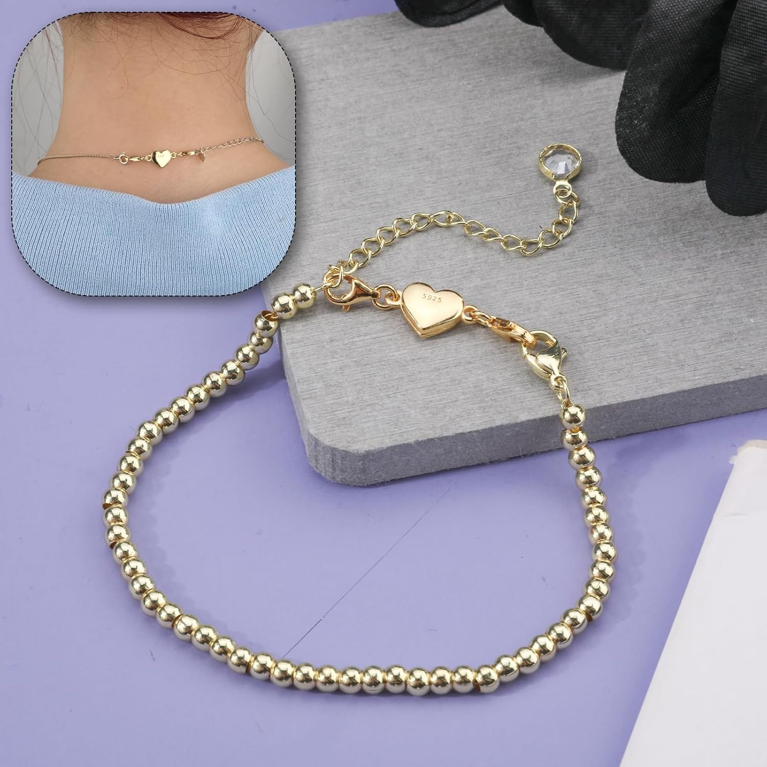 14K Gold Heart Magnetic Necklace Clasp and Closure Double Lobster Clasp