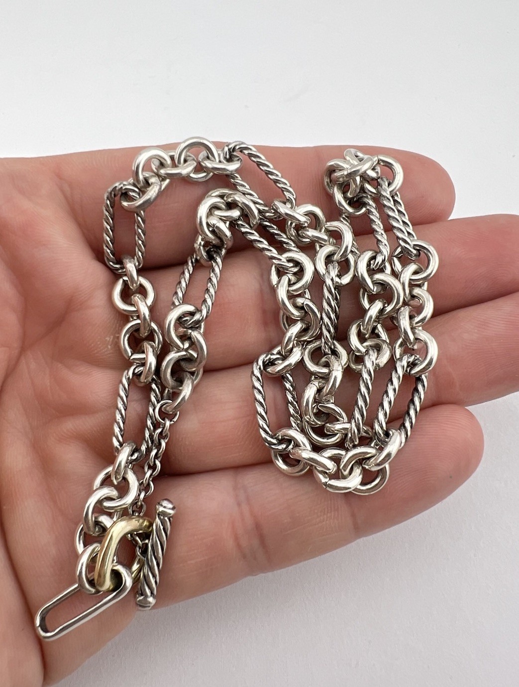David Yurman Sterling Silver & 18K Yellow Gold Madison Toggle Chain Necklace