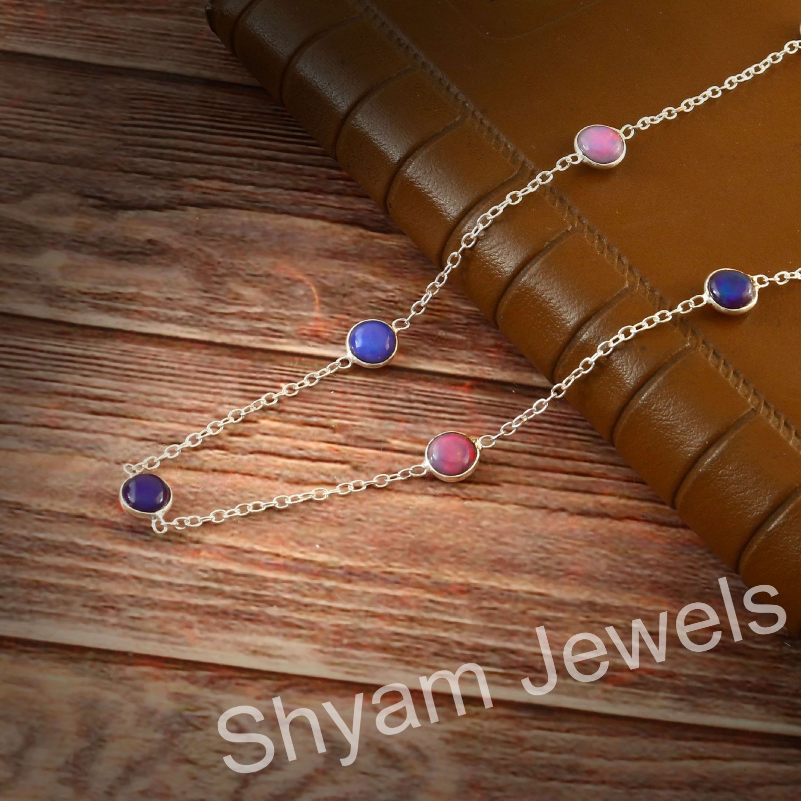 Genuine Ethiopian Opal Beaded Strand Necklace jewelry October Birthday Gift