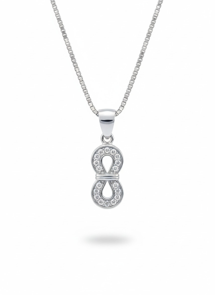 Silvara PDT-3 925 Sterling Silver Infinity Pendant with White Stones | Elegant