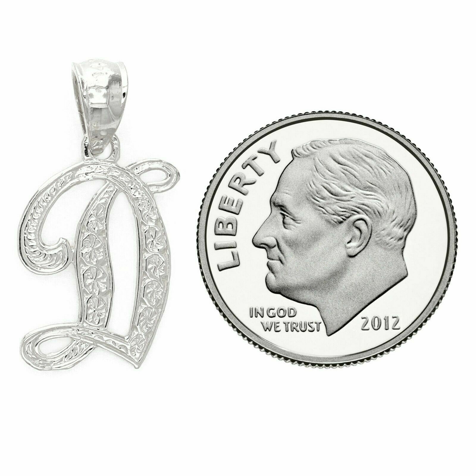 14k Yellow or White Gold Initial Letter D Alphabet A-Z Charm Pendant