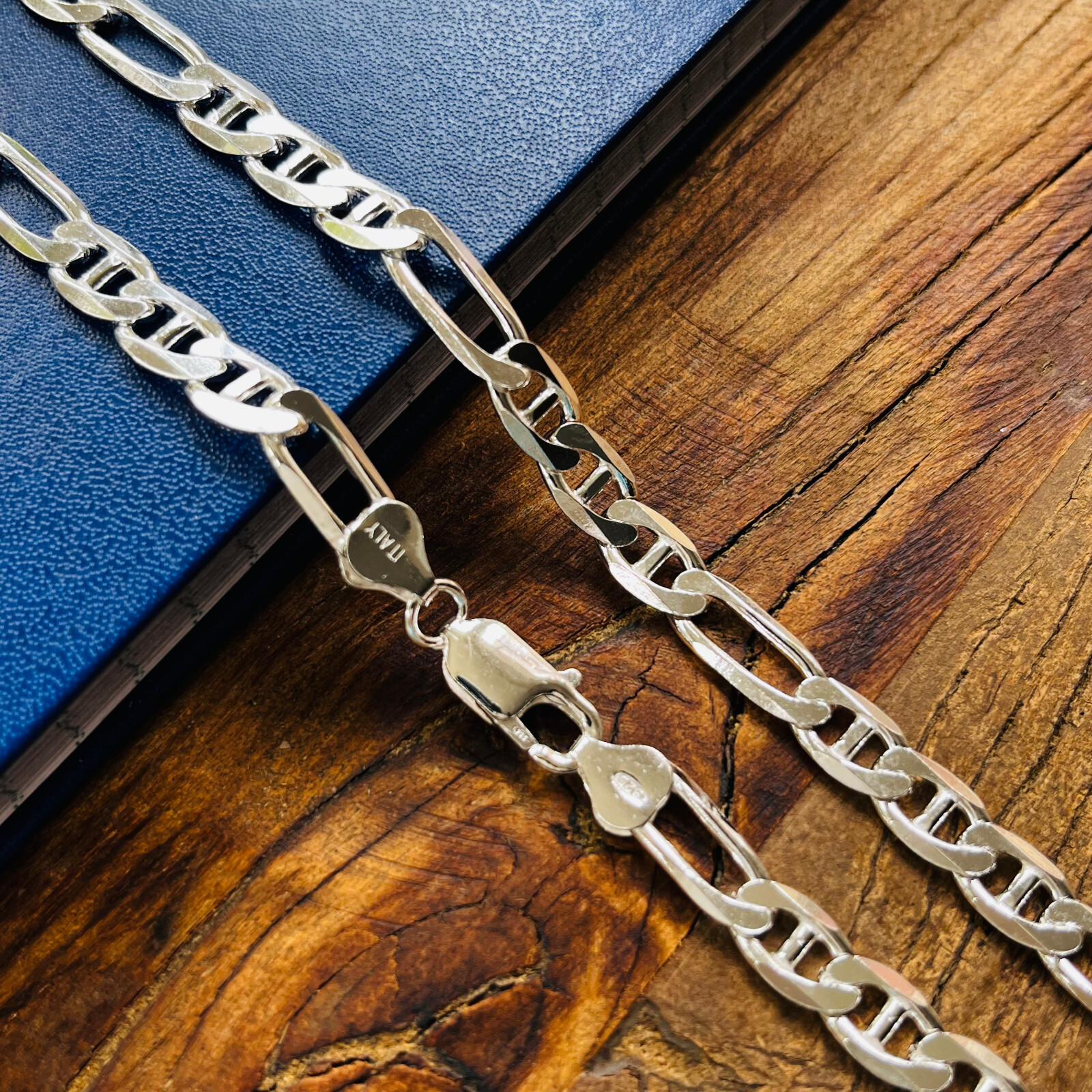 Real Solid Sterling Silver Figarucci Mens Boys Chain Bracelet or Necklace
