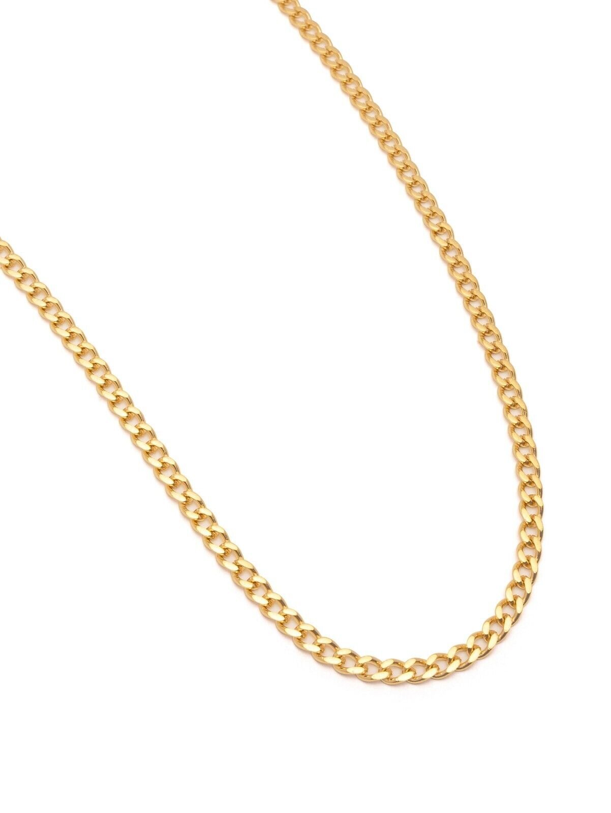 14K Solid Yellow Gold Cuban 2.5mm Chain Necklace 16″ 18″ 20″ 22″ 24″ 26″ 30″