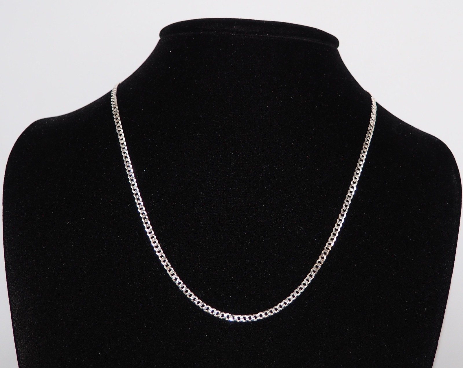Solid 925 Sterling Silver Curb Chain Necklace 3mm, 18” long Made In Italy NEW