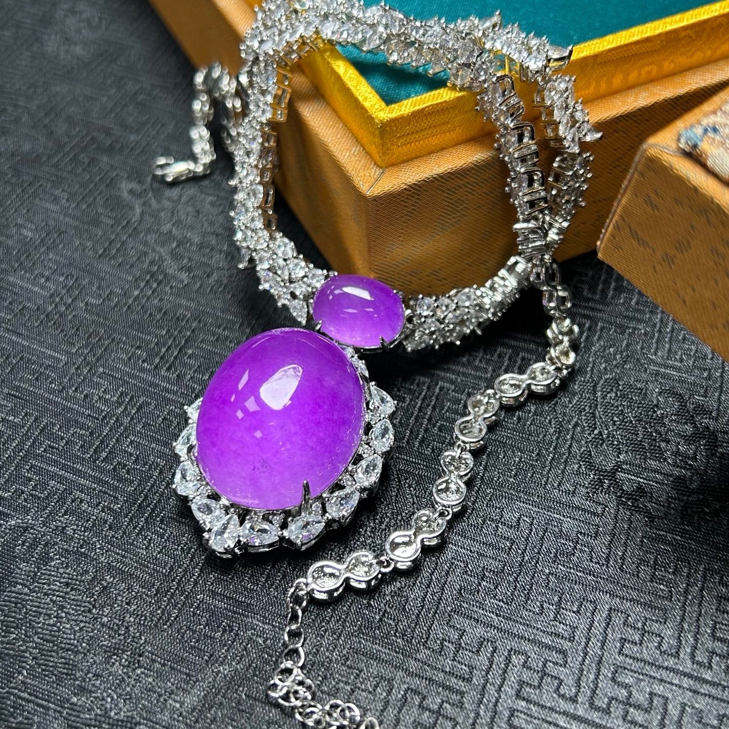 Real Natural Perfect High Ice Lavender Myanmar Jade Jadeite Pendant&Necklaces