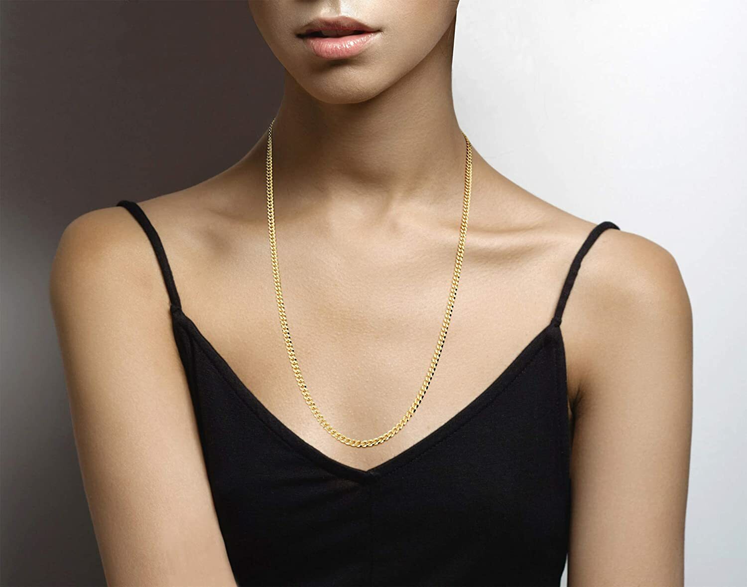 4MM Solid 925 Sterling Silver Italian Gold Curb Cuban Chain Necklace 18″- 24″