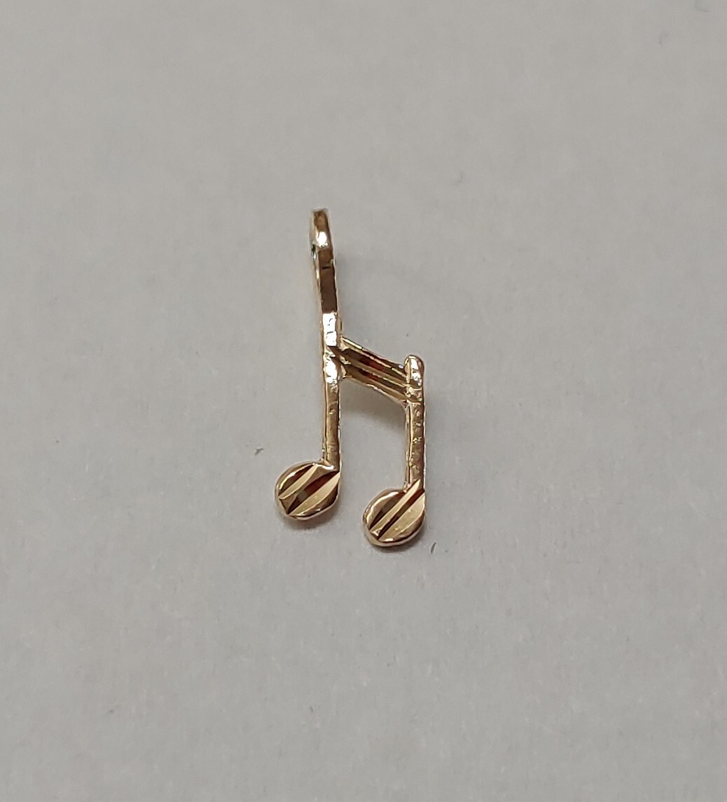 New 14k Yellow Gold Music Note Charm Pendant