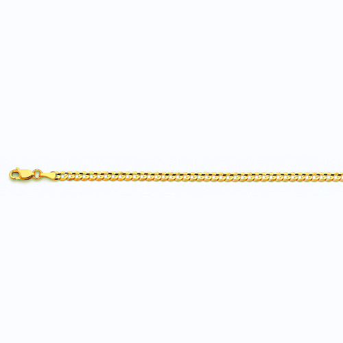 14k Yellow Gold 3.5mm Solid Curb Chain Necklace Size 16″-30″