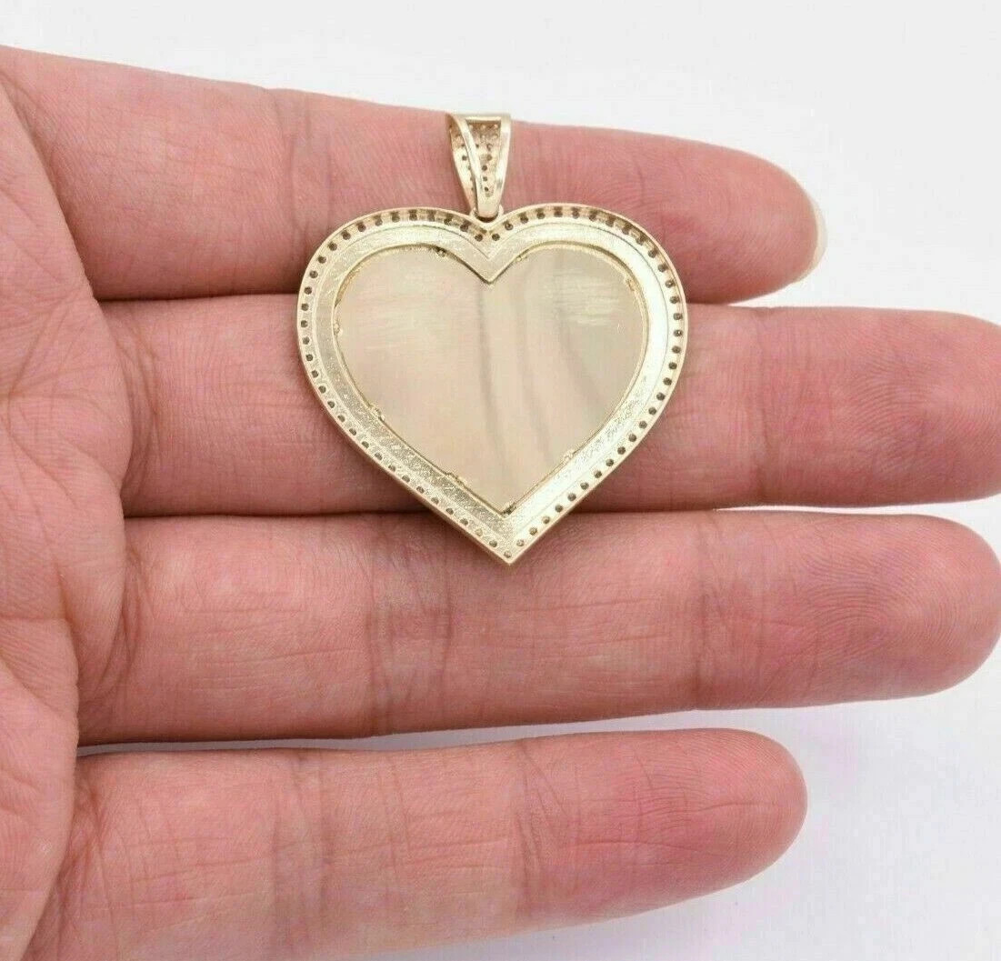 1.65 CT Heart Medallion Picture Frame Memory Diamond Pendant 10K Yellow Gold FN