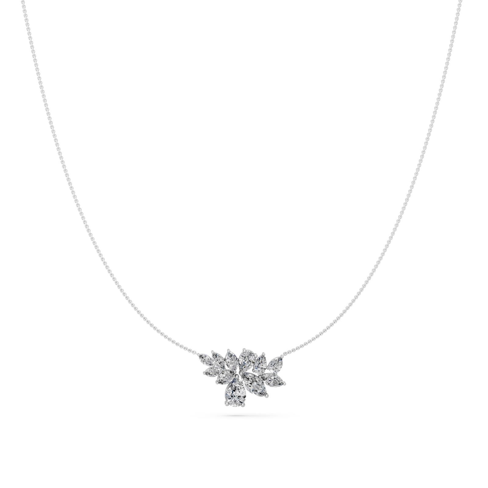 2.4 Ct Pear Marquise Cut Diamond Pendant Necklace VS1 D-F White Gold 14k