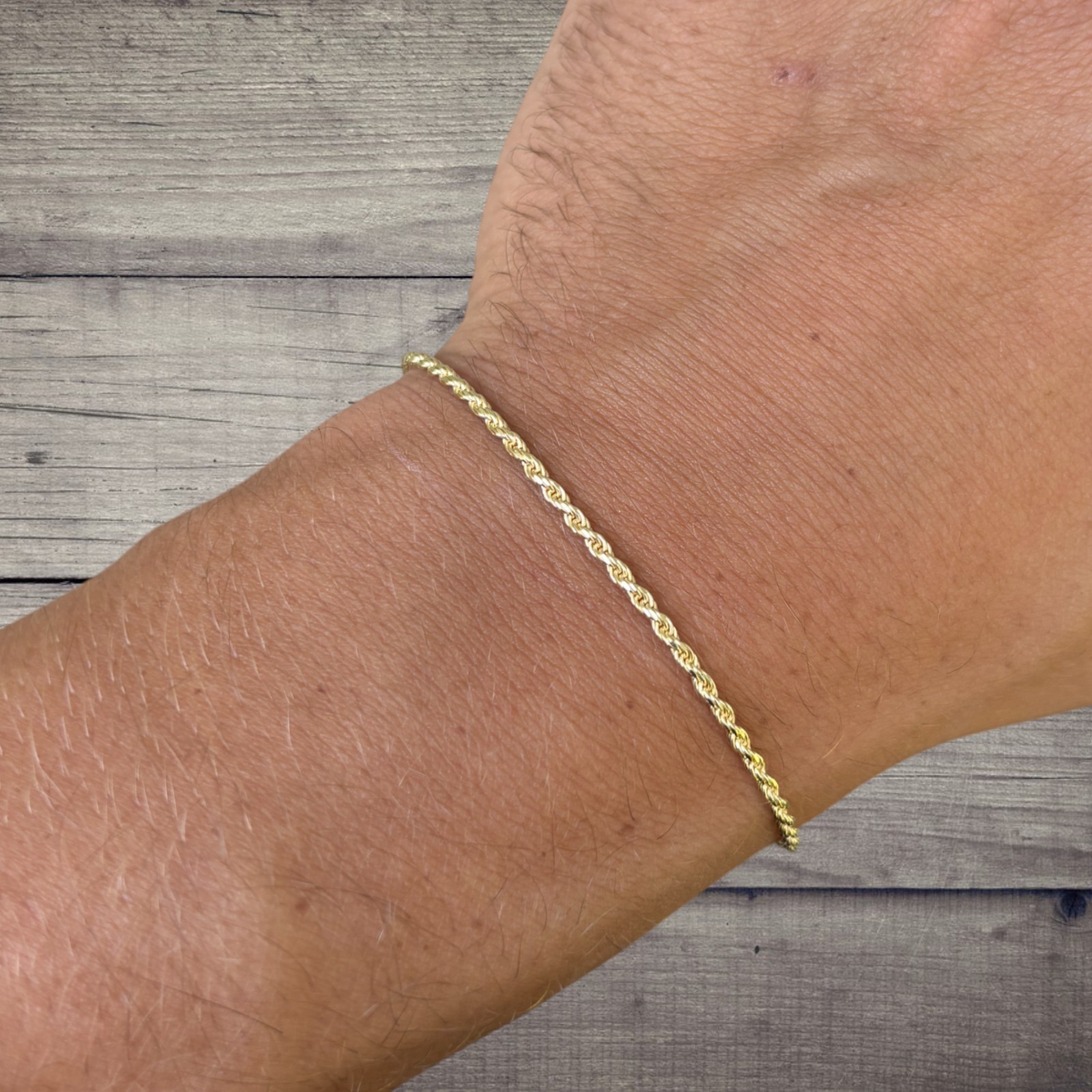 2mm Diamond Cut Rope Bracelet – Solid 925 Sterling Silver Or 14k Gold Vermeil