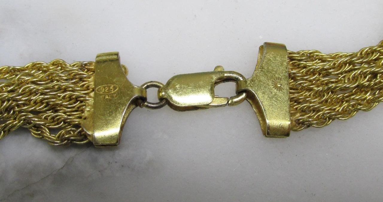 Gold Plated Sterling Silver 7 Strand Rope Chain Necklace 19.5″ ~ 41.7g ~ 9-D808