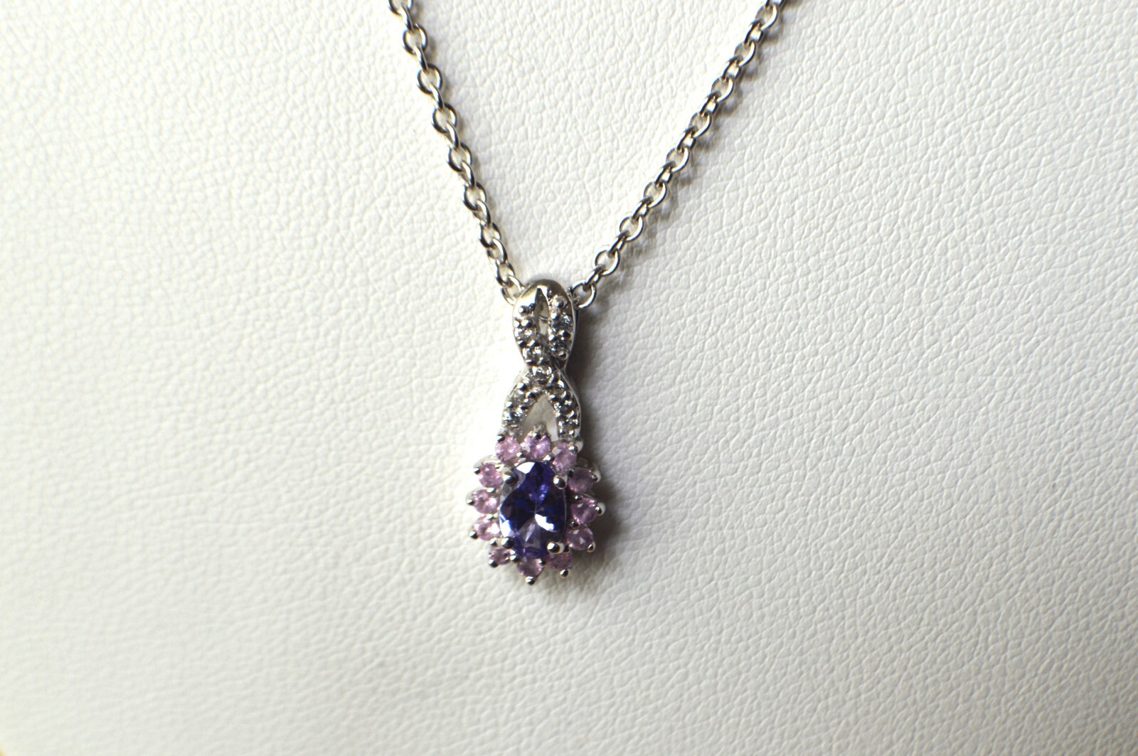 1.30ct Tanzanite / Pink Sapphire / Zircon Pendant & 20″ Chain Sterling Silver