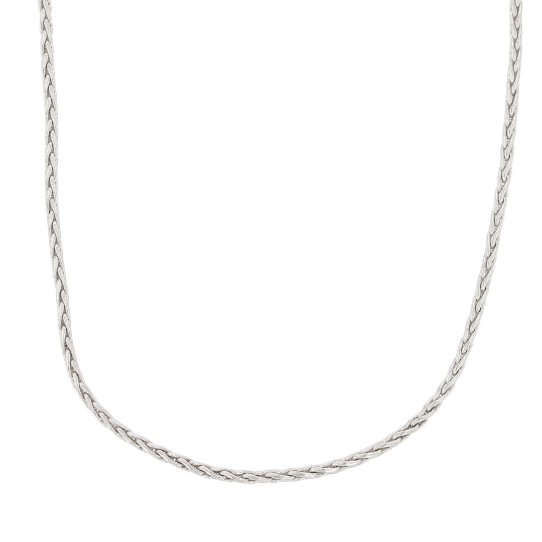 Unoaerre 1.4mm Spiga Link Chain 18″ Necklace 14k White Gold Italy 6.46 Grams