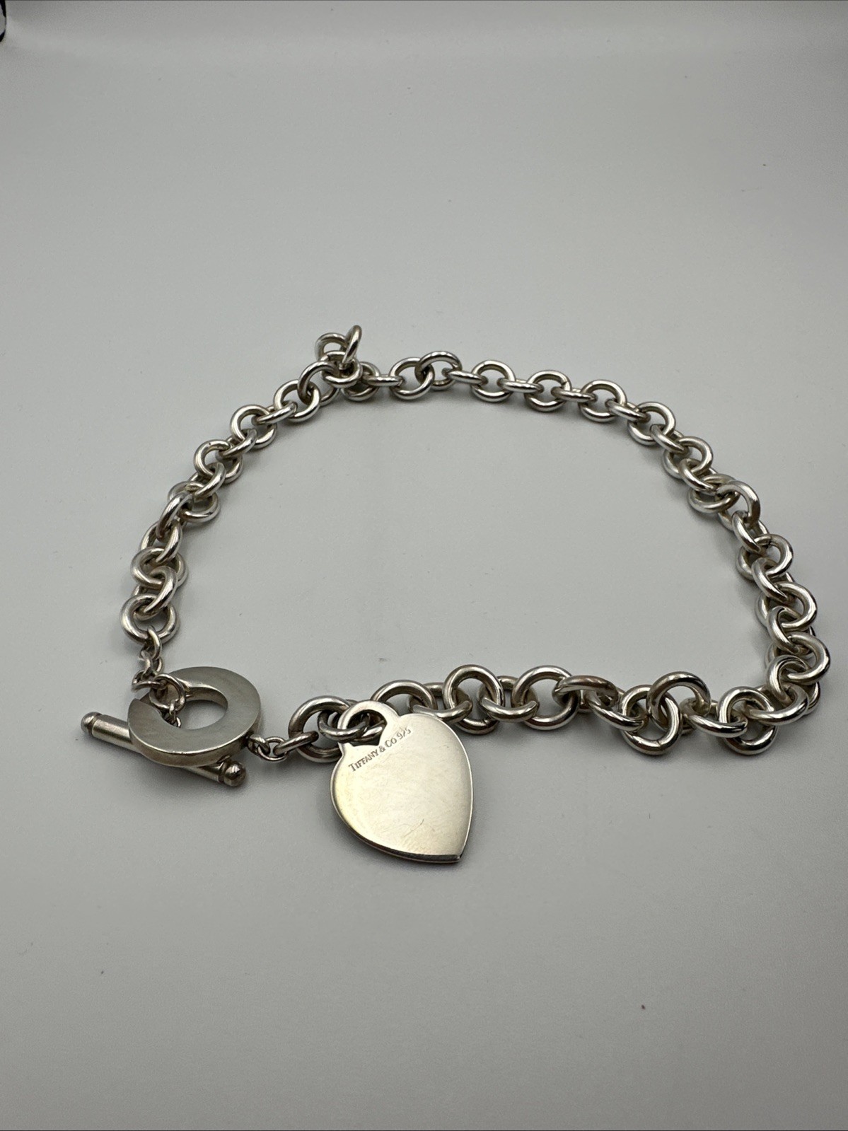 Authentic Tiffany & Co. Sterling Silver 925 Blank Heart Tag Toggle 16” Necklace