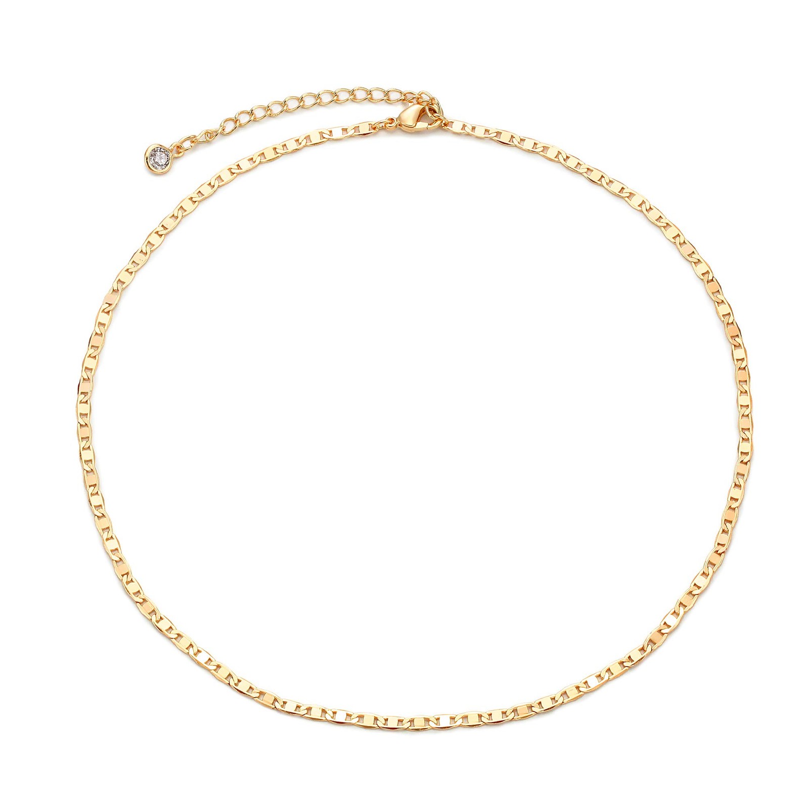 Gold Plain Chain Choker Necklace,14K Gold Plated Dainty Cute Link Lace Thin C…