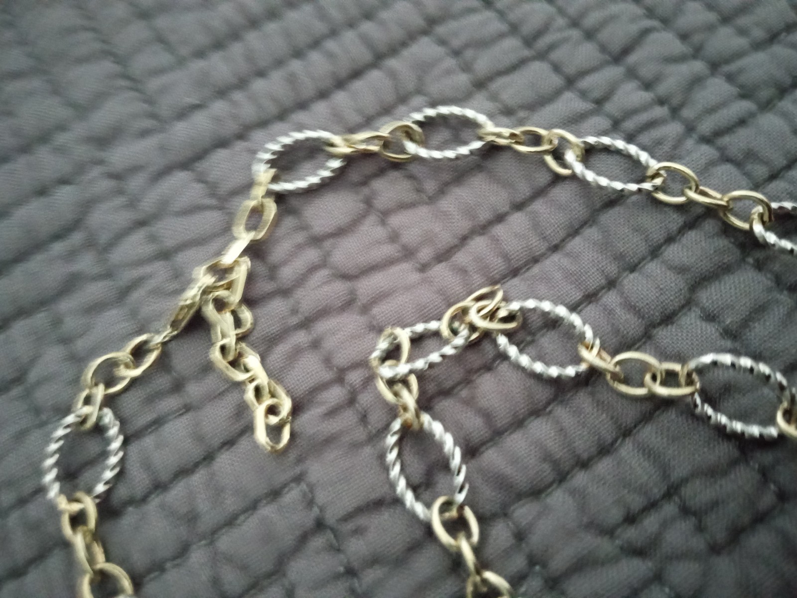 gold and silver Link Necklace Marked 681 And 925 22″