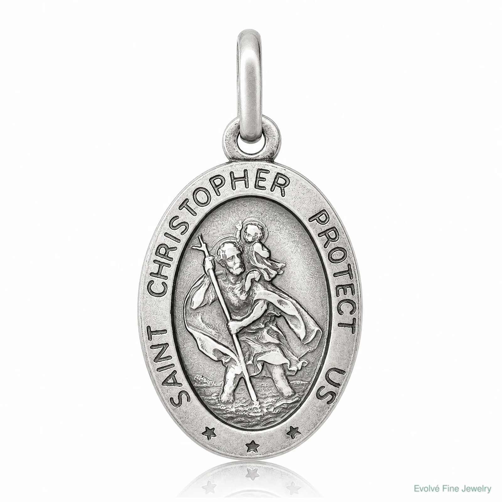 Sterling Silver Antiqued St. Christopher Medal