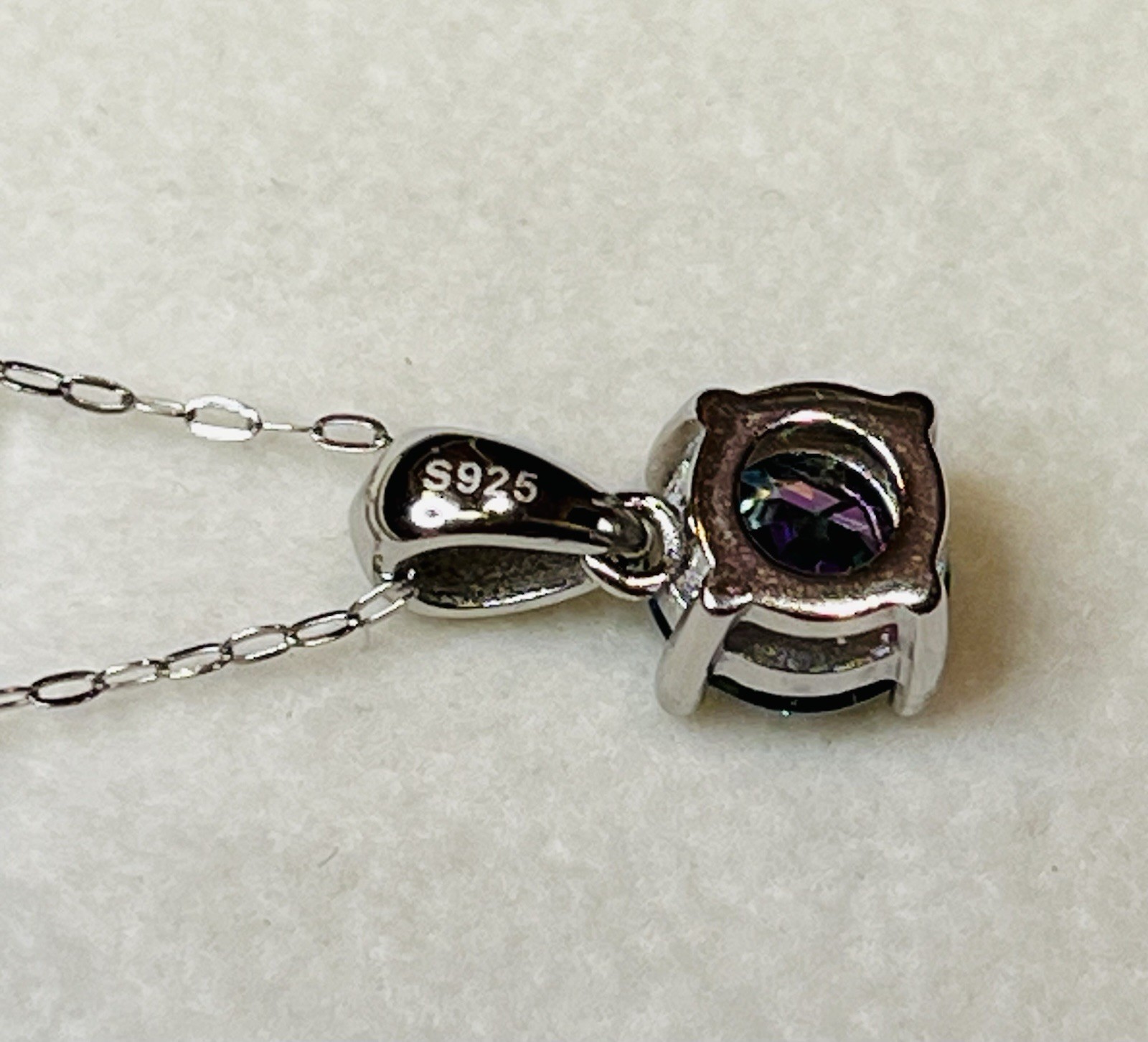 925 Sterling Silver 1 CTW VVS1 Dark Blue Purple Moissanite Pendant Necklace