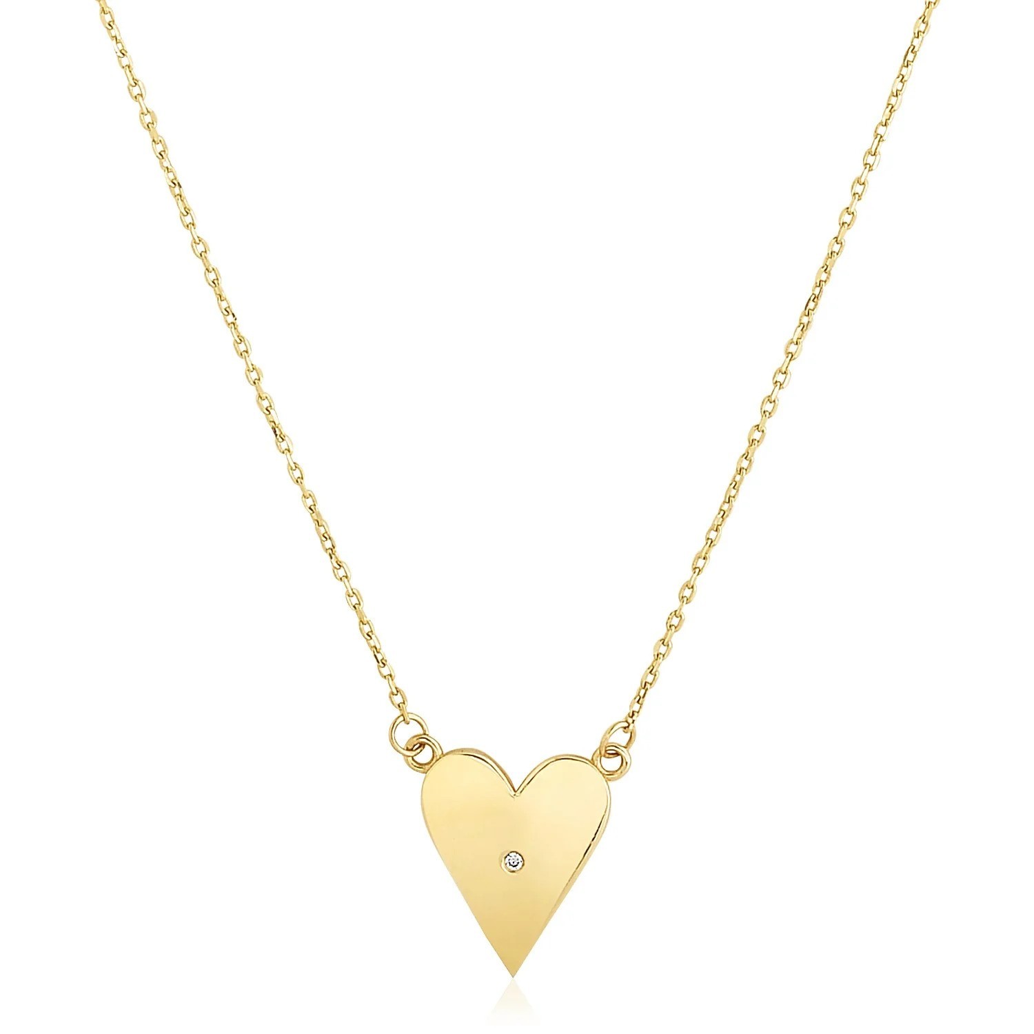 14k Solid Gold Natural Heart Disc Pendant Necklace Handmade Jewelry Fine Gifts