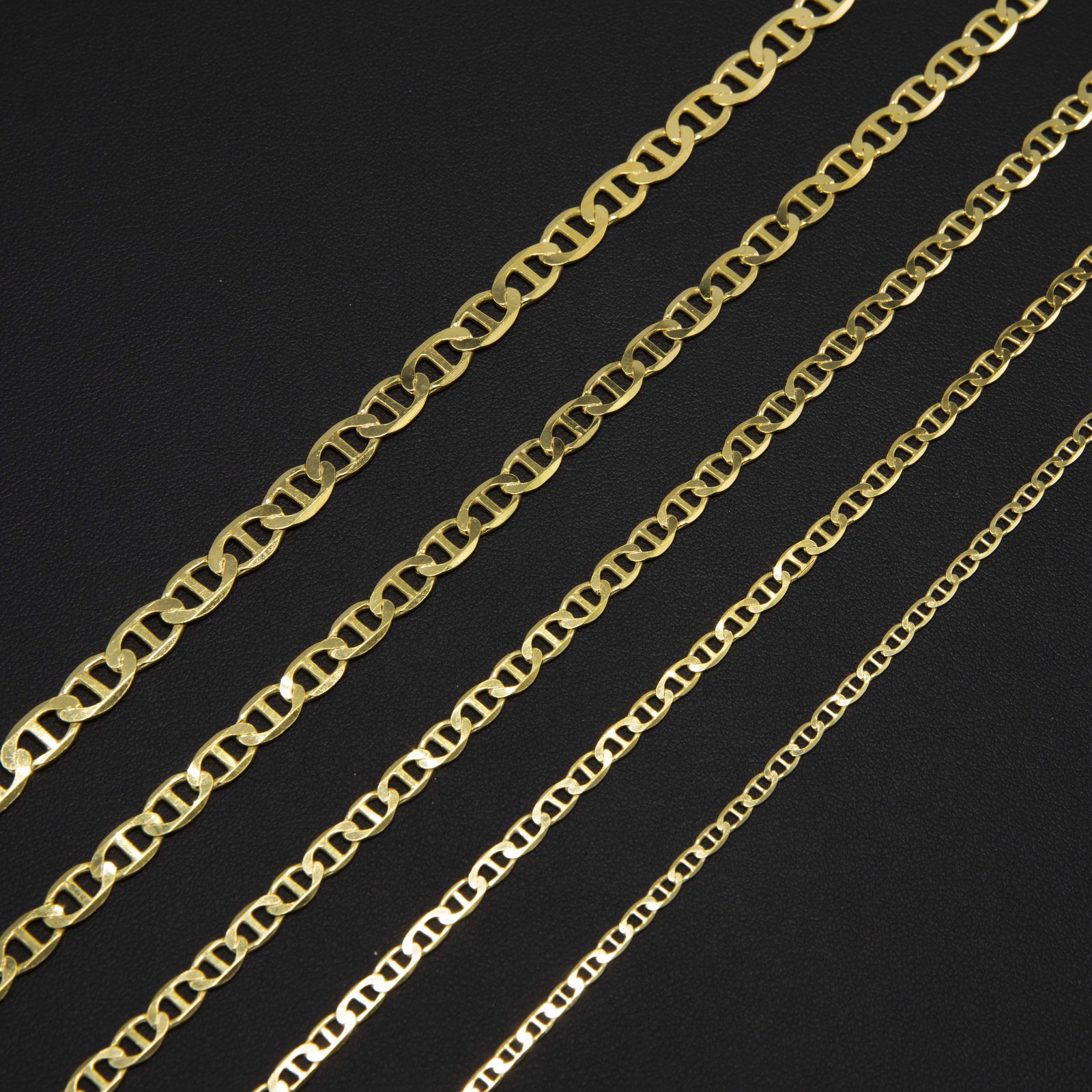 Mariner Link Chain Solid 14K Yellow Gold-Plated Silver 925 Italy All Sizes