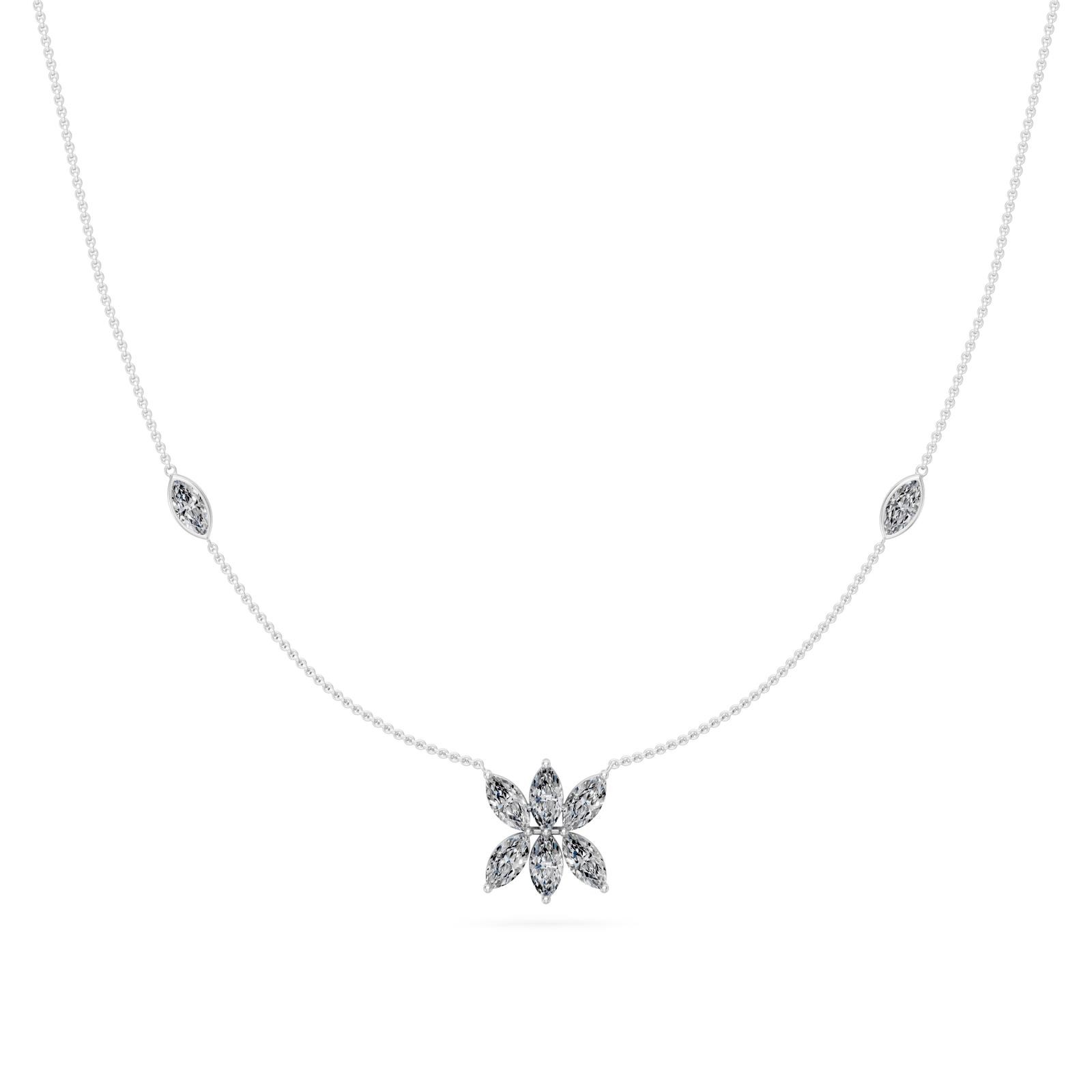 1.25 Ct Marquise Cut Diamond Chain Necklace VS1 D-F White Gold 14k