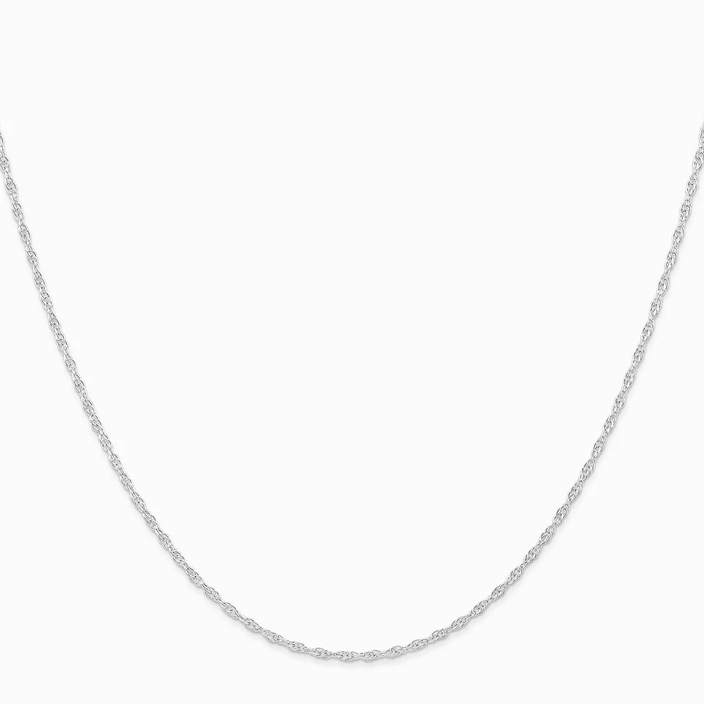 10K White Gold 1.15mm Carded Cable Rope Chain Necklace 16″-24″