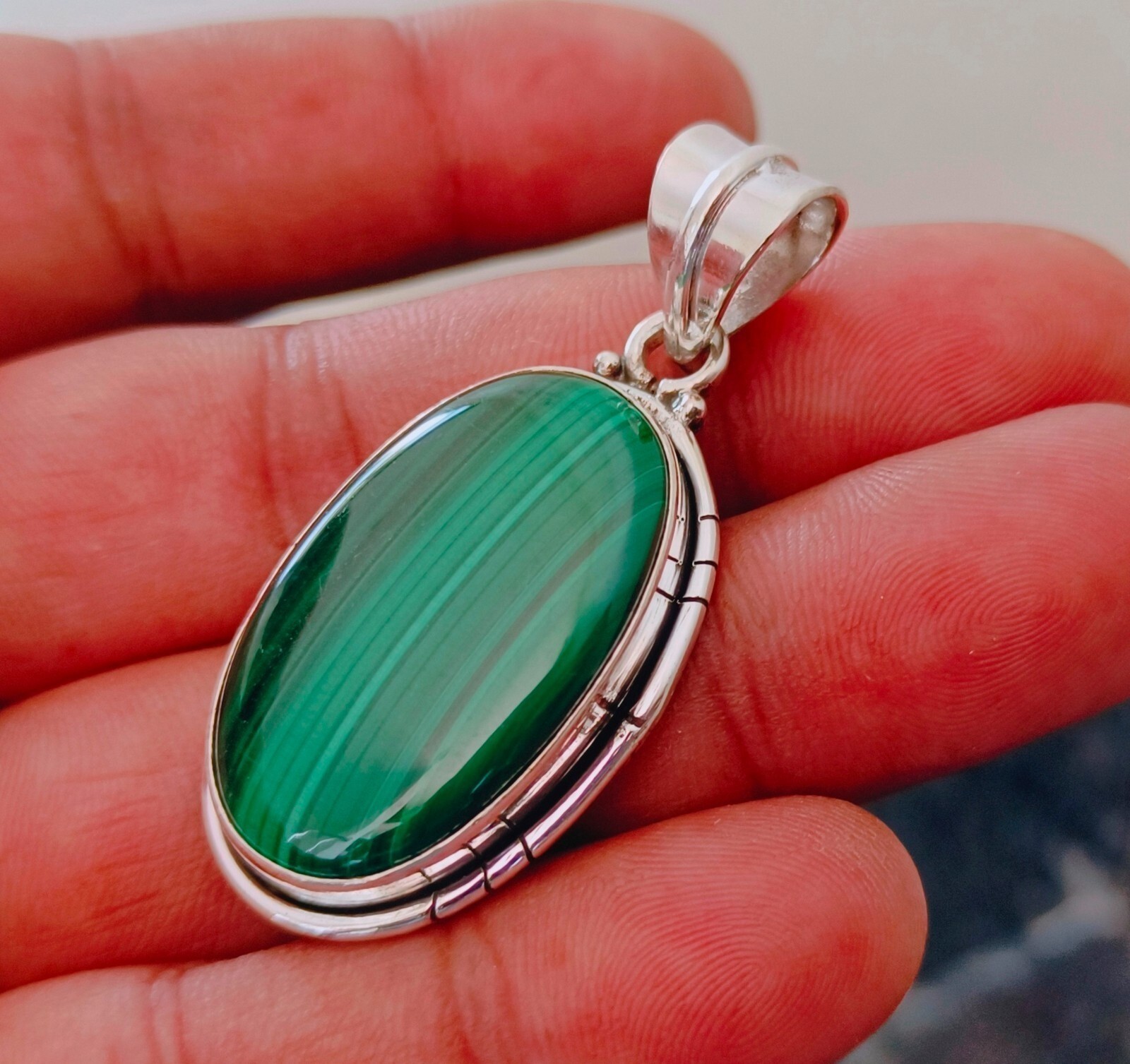 Beautiful Malachite Pendent 925 Sterling Silver Wedding Gift Jewelry Gift Her