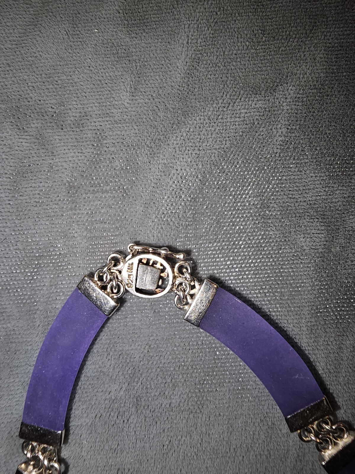 Vtg Lavender Jade Necklace, 925 Sterling, Chinese Shou Longevity Clasp, Choker.
