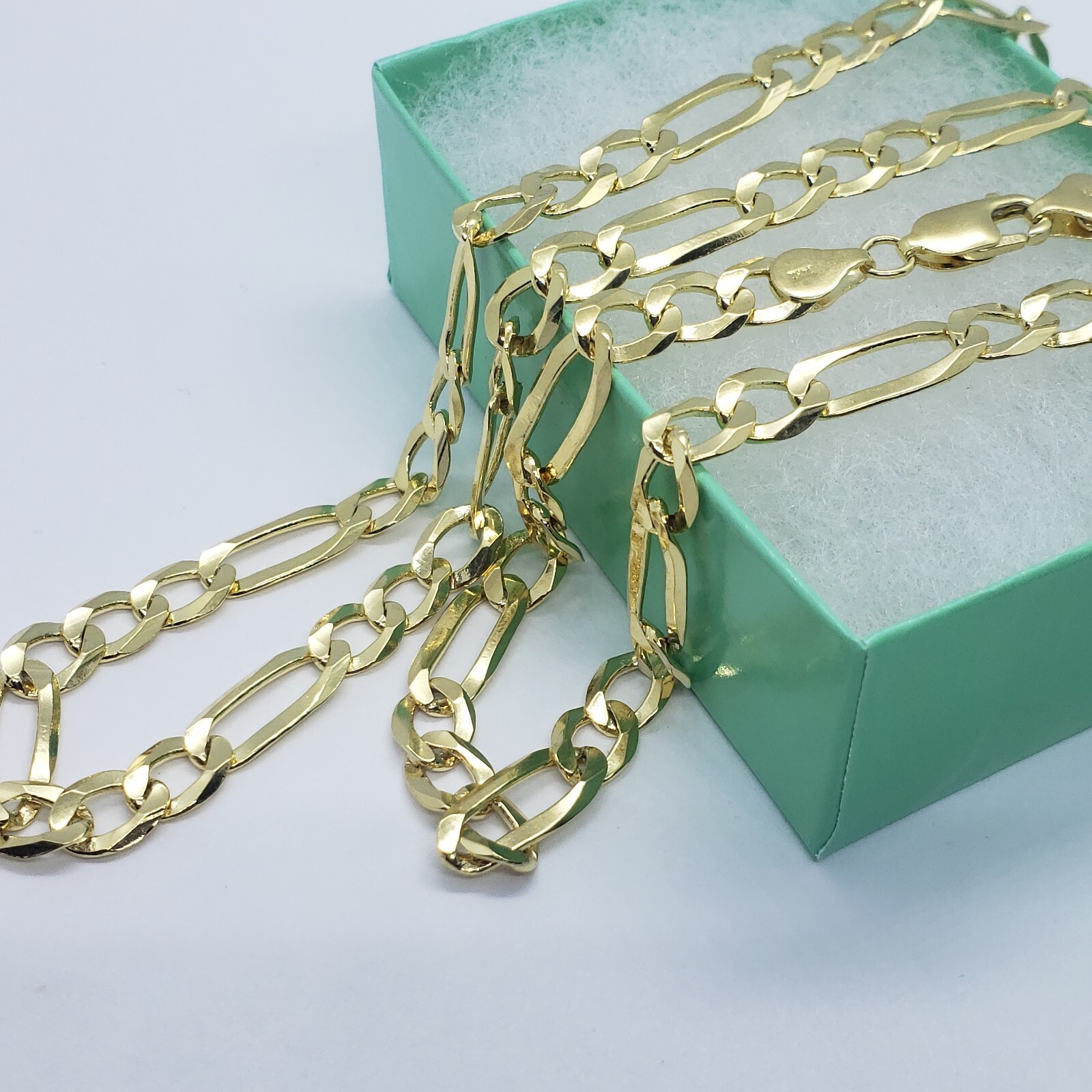 Authentic 14K Solid Gold Figaro Link Chain Men Women 6.5mm~7mm Necklace 7″~30″
