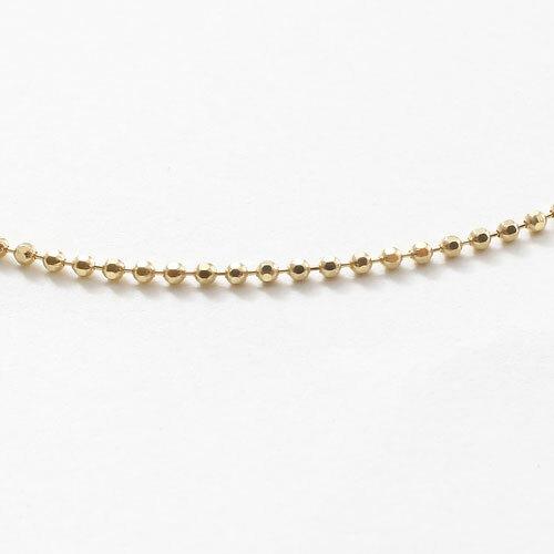 18K Solid Yellow Gold 0.9mm 8-sided Ball Chain Necklace Adjustable 17.75″ Japan