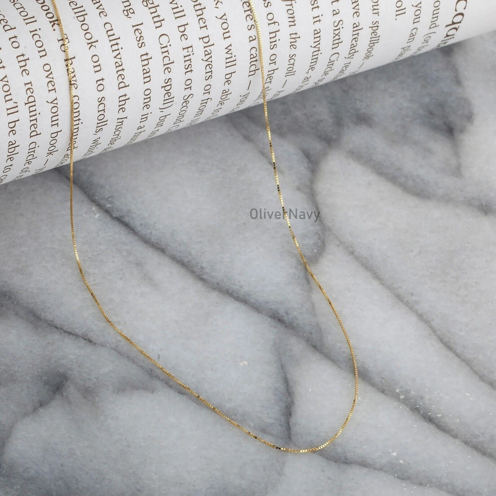 10K Solid Yellow Gold Box Chain Women 16” 18” 20” 22” 24′ 30” Italy