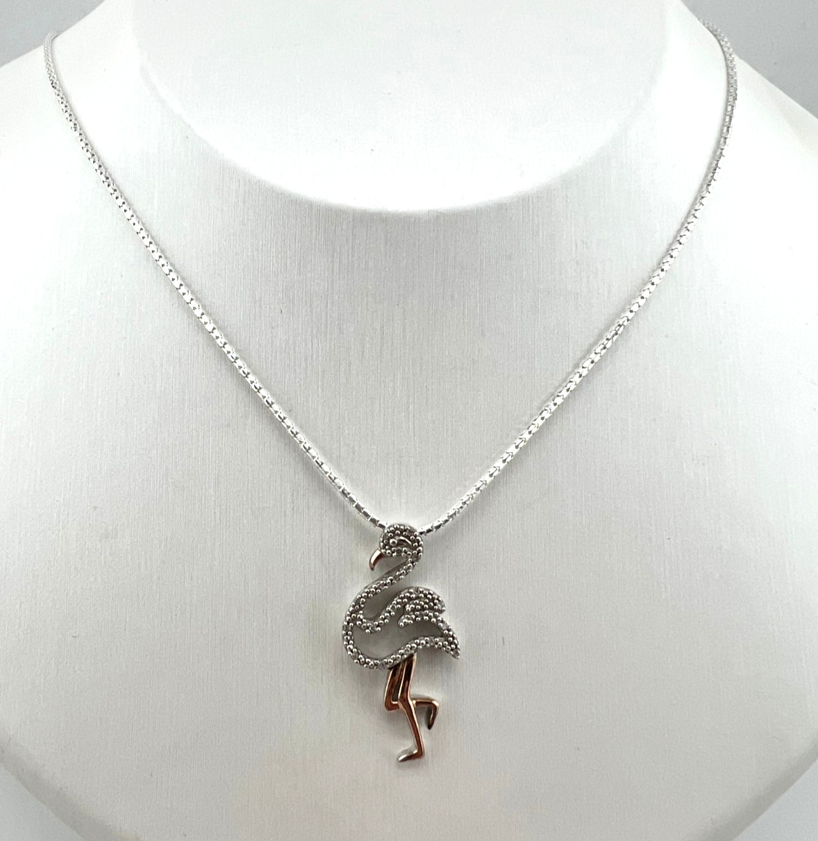 Designer AV Alwand Vahan Flamingo pendant 925 Sterling silver 14K gold 18″ L
