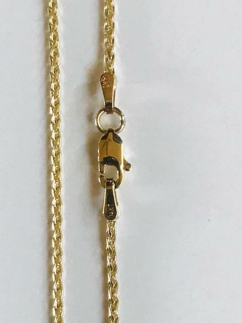 14K Solid Yellow Gold Wheat Snake Chain 1.5 mm Length:(45 cm)18 inches ES15D-21