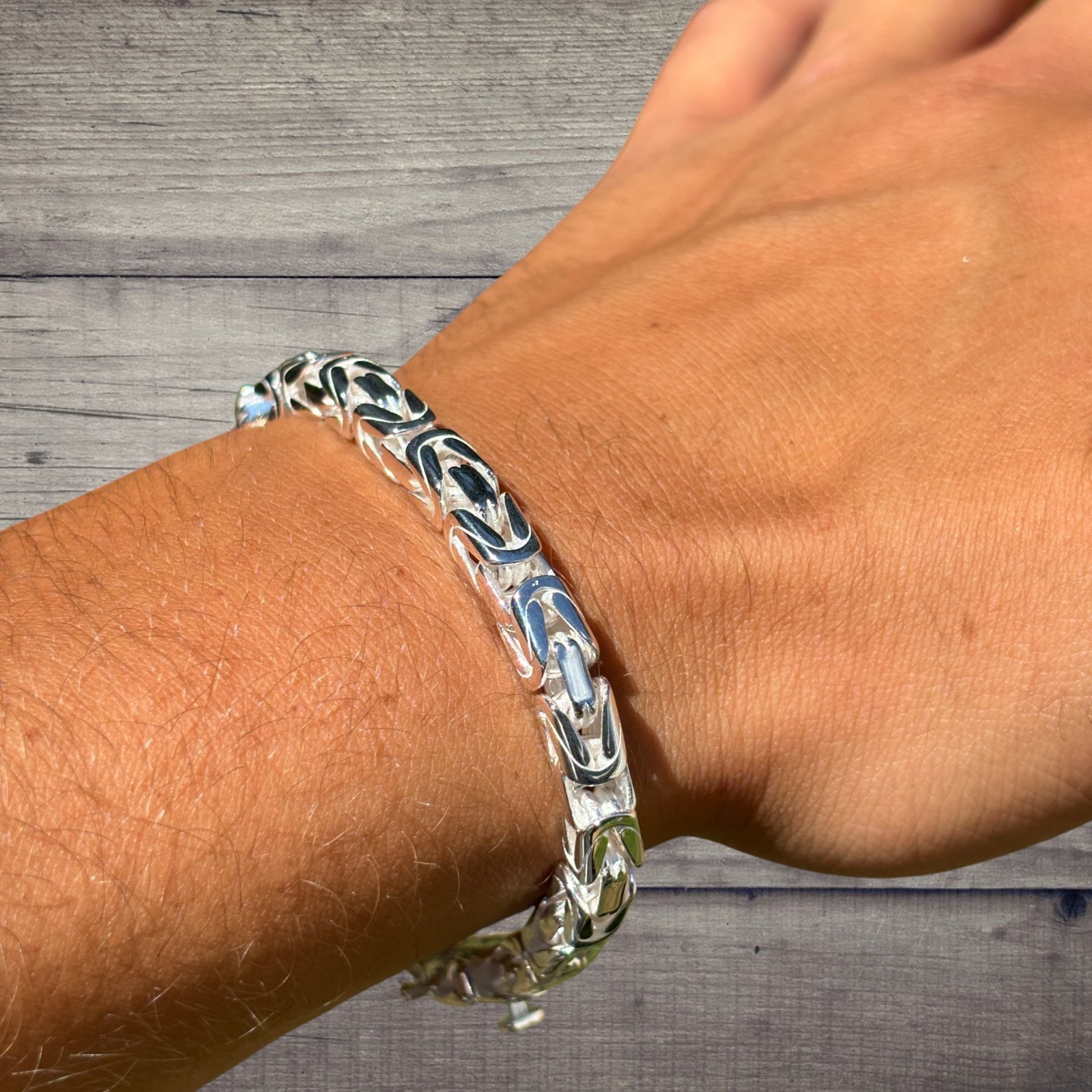 6mm Byzantine W. Box Clasp Bracelet – Solid 925 Sterling Silver MADE IN ITALY