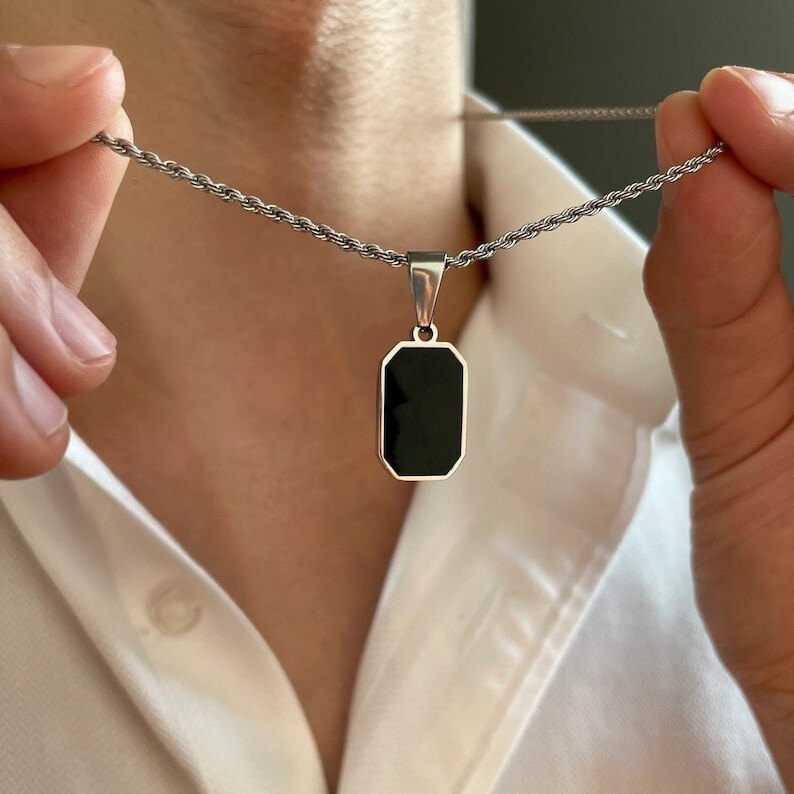 NATURAL BLACK ONYX PENDANT 925 STERLING SILVER PENDANT MENS PENDANT – NO CHAIN