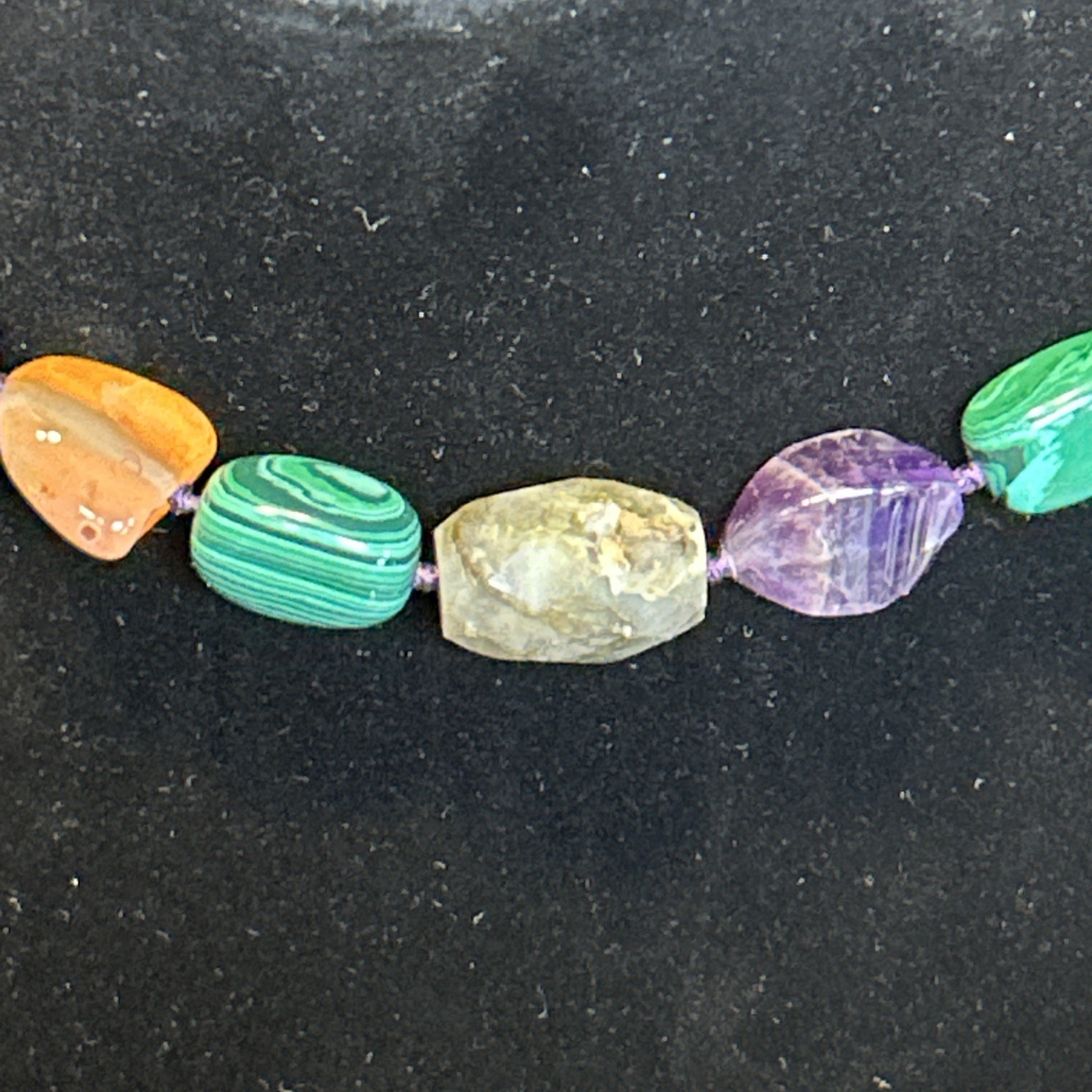Large Multi Gemstone Necklace-14k Clasp-36in Long