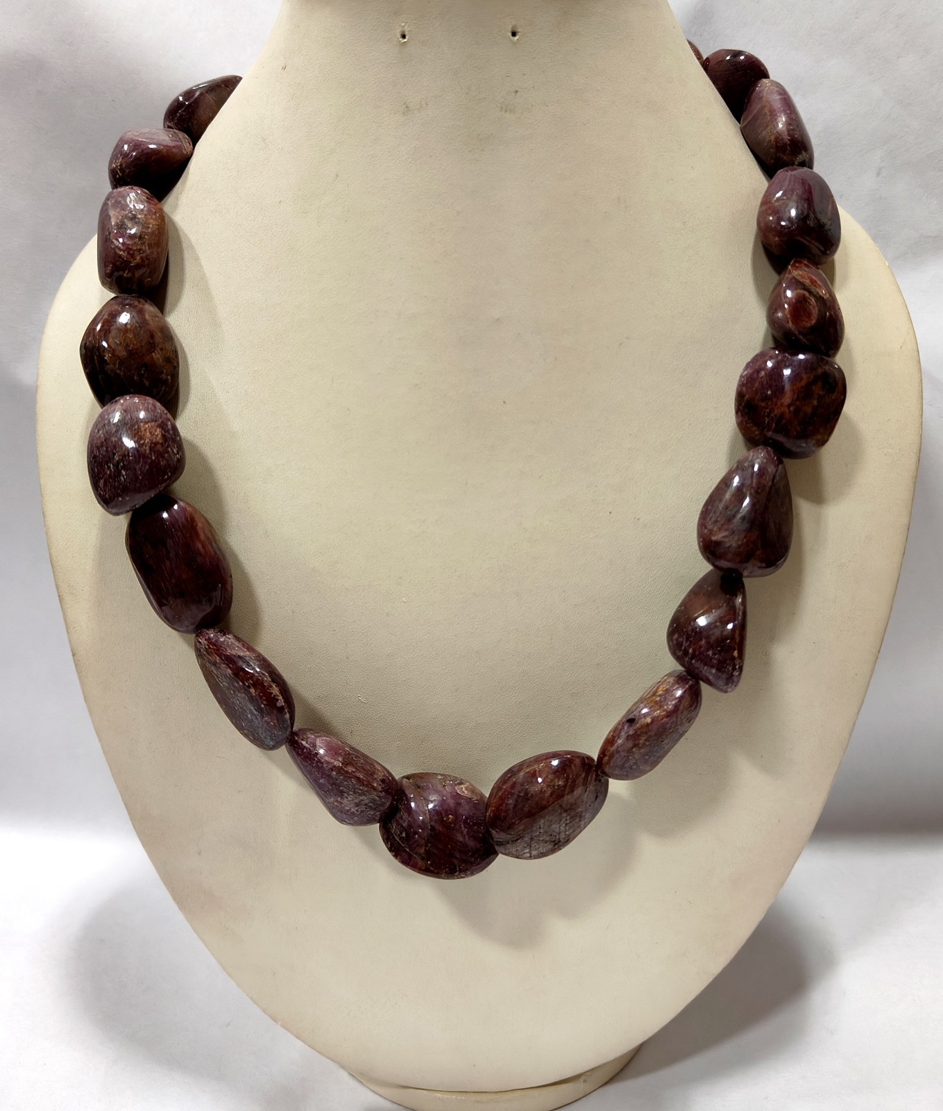 Natural Indian Ruby Tumble Beads Necklace: Handmade AAA+ Quality, 20 Inches Bead