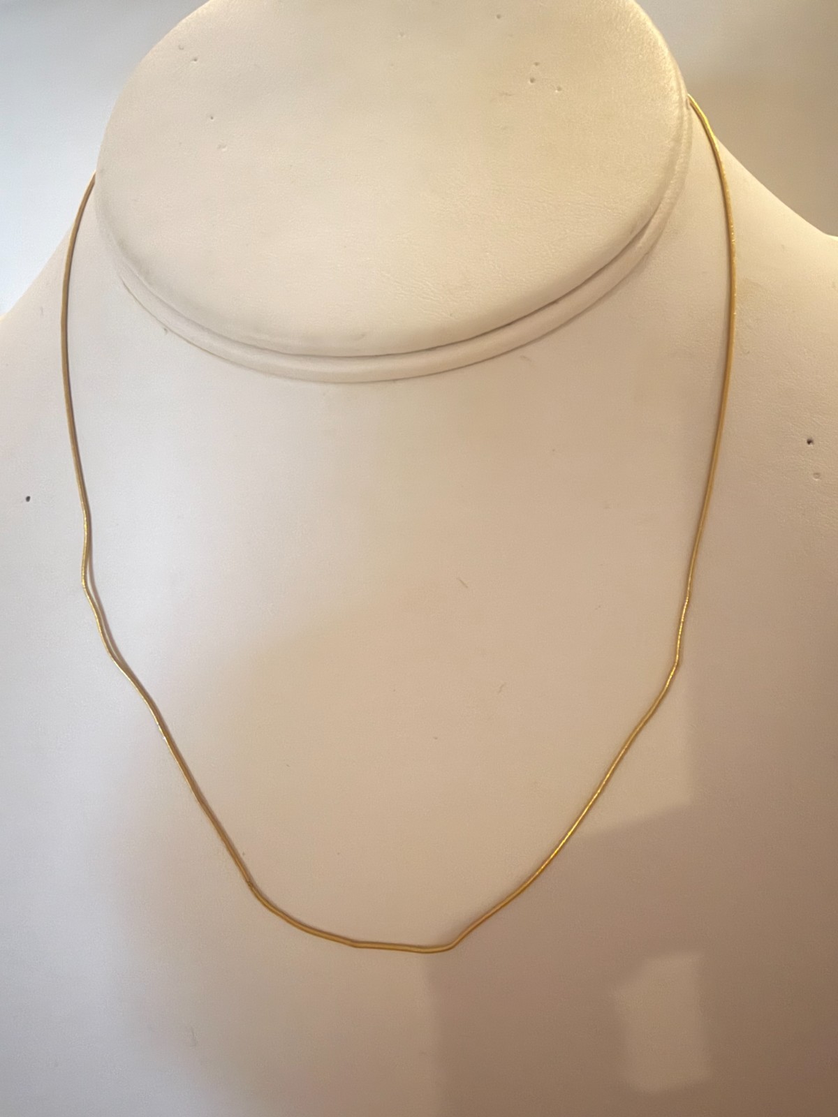 14K YELLOW GOLD SNAKE CHAIN NECKLACE 15.5″ ROUND DAINTY MINIMALIST LAYERING 1.83