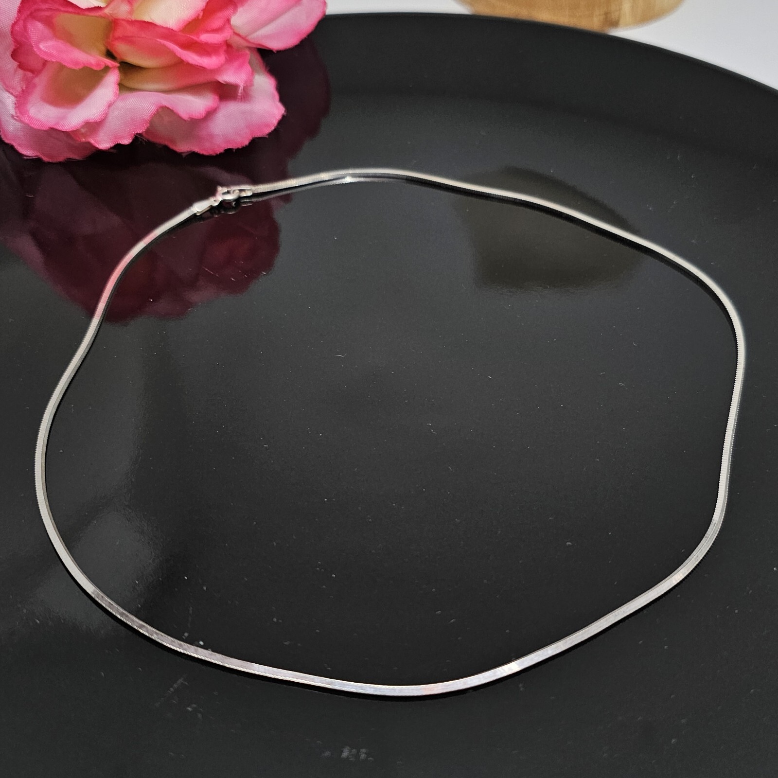 FAS 925 Sterling Silver Shiny Chain Necklace 18″ Long ITALY
