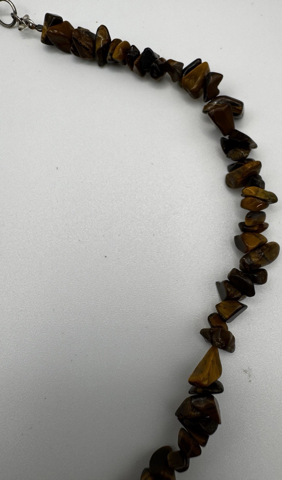 Marsala Manufacturing Tiger’s Eye Beaded Sterling Silver 925 Hope Necklace 16″