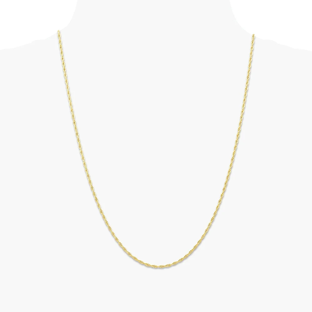 14K Yellow Gold 1.55mm Carded Cable Rope Chain Necklace 16″-24″