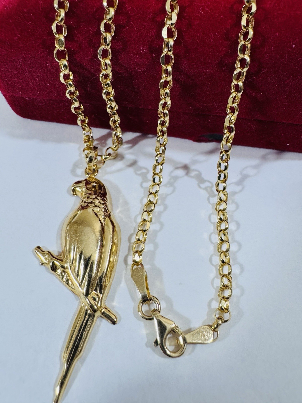 Solid 18K 750 Real Dubai Fine Gold Eagle Bird Set Necklace 18” long 3mm 5.9g