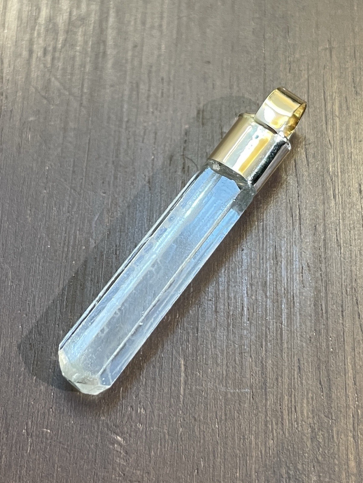 14K Solid Gold GLOWING Green- Blue Natural Aquamarine Gemstone Crystal Amulet!