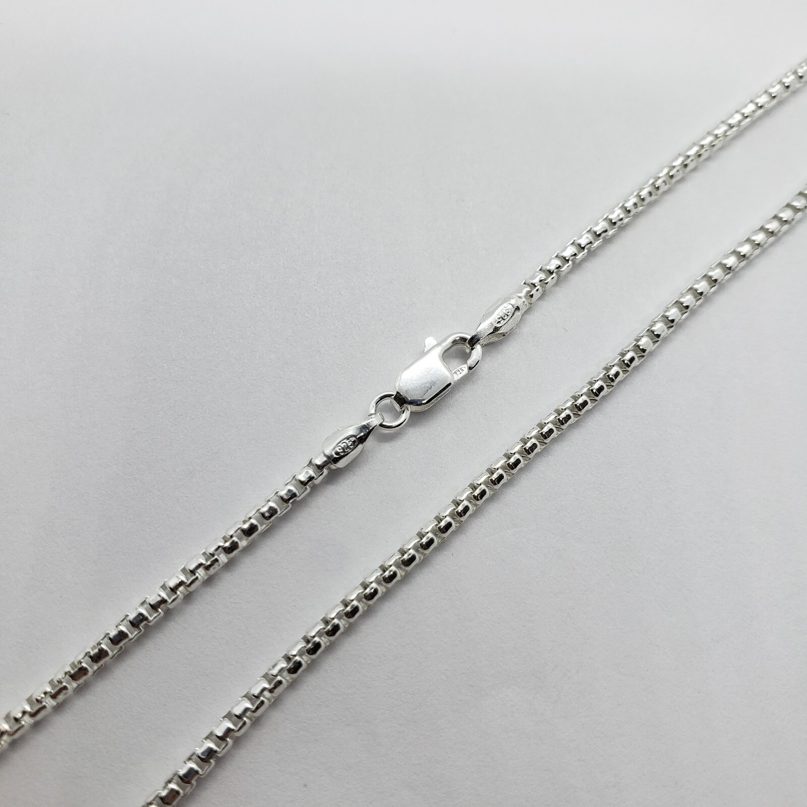 925 Sterling Silver Round Box Chain Necklace High Quality 2mm 16″-30″