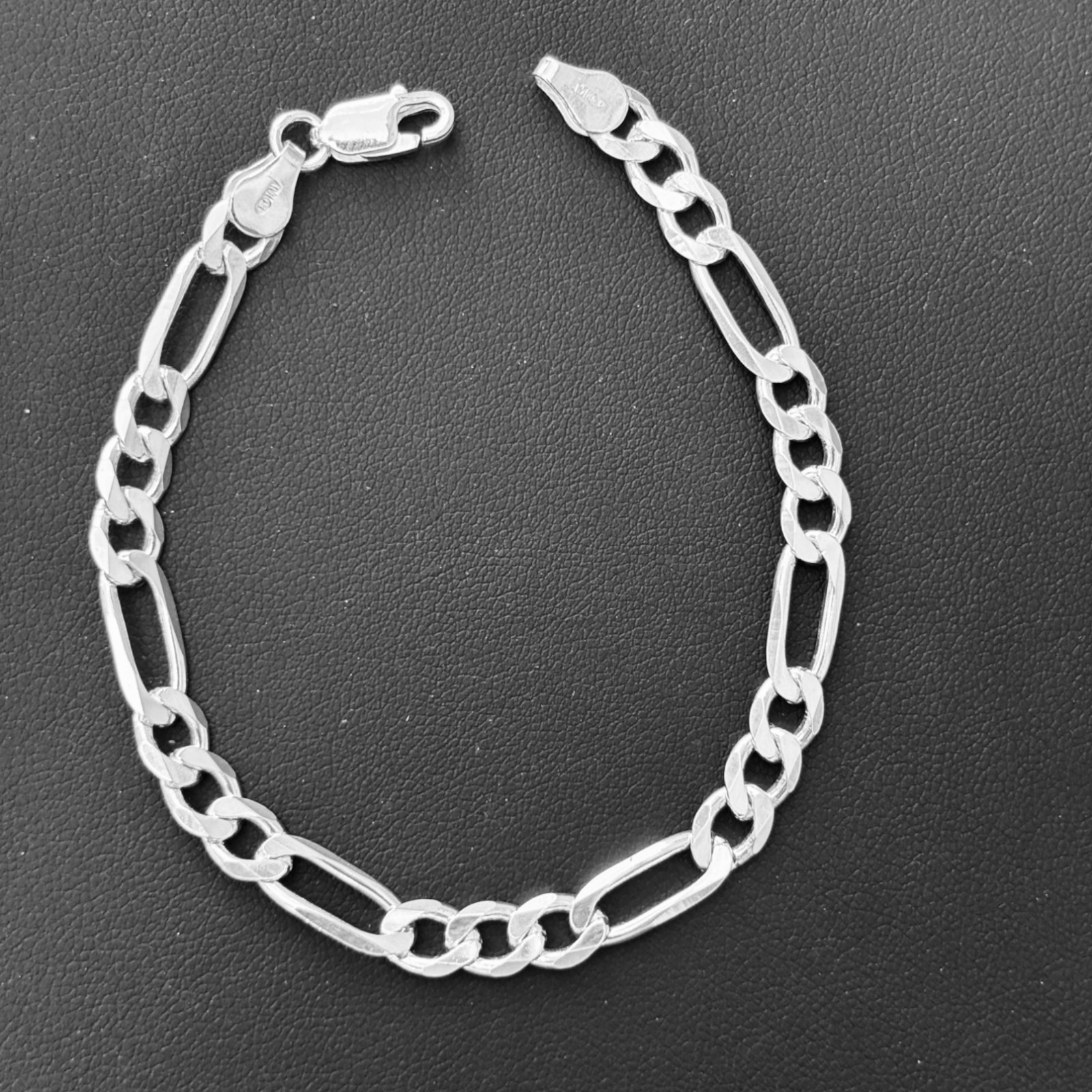 6mm Figaro Bracelet Link – Real Solid 925 Sterling Silver Or 14k Gold Vermeil