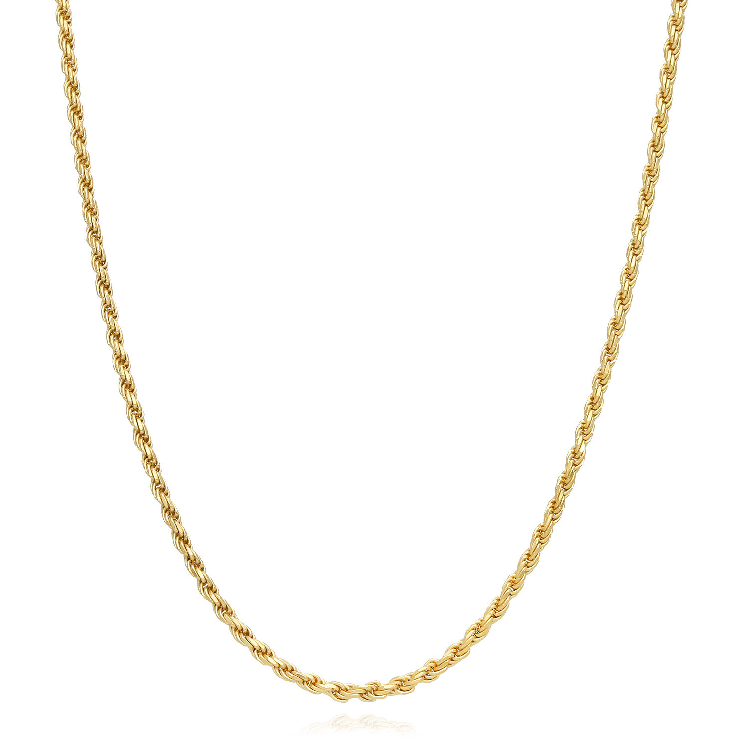 Solid 18K Yellow Gold Over Silver 2mm Rope Chain Necklace 16″-24″