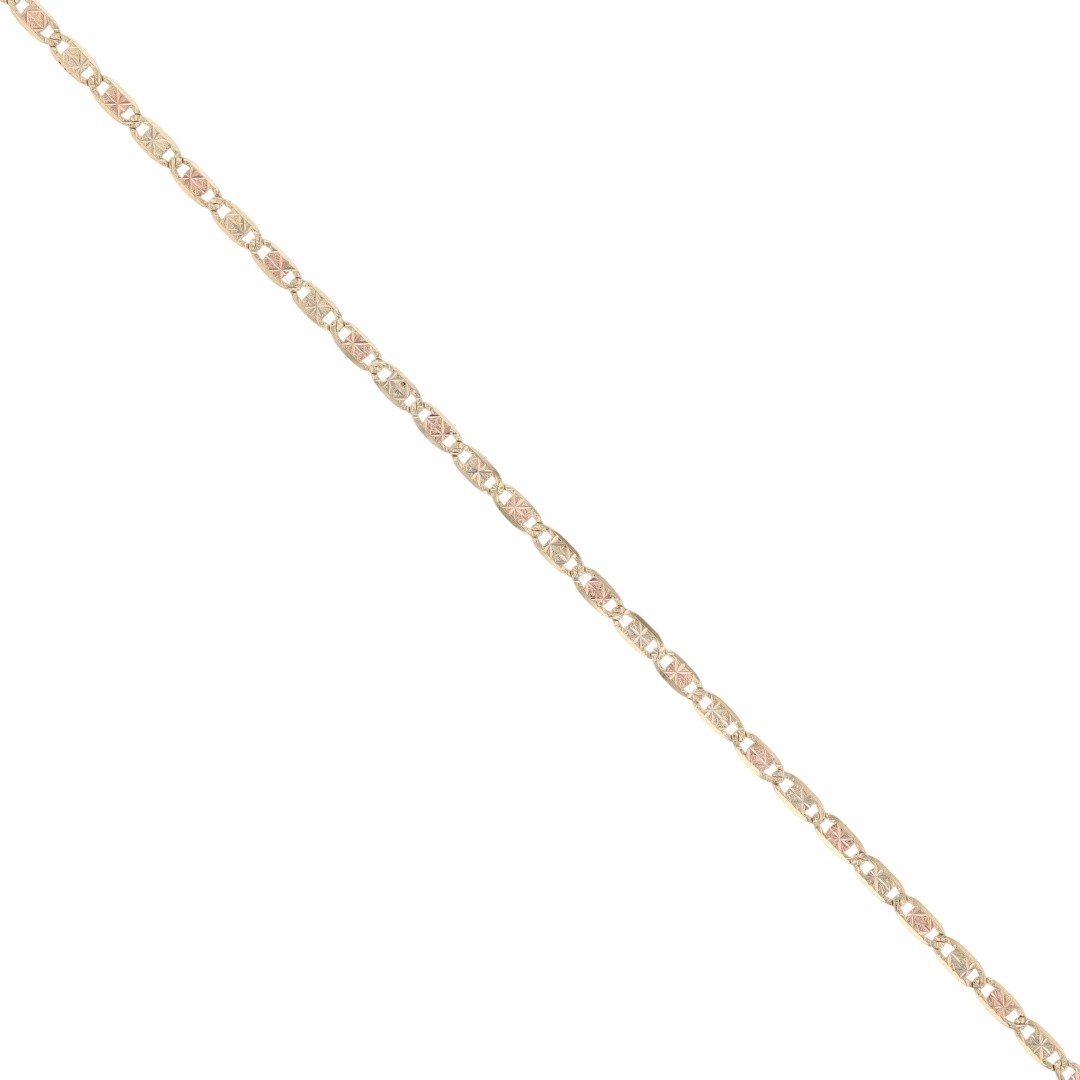 2mm Diamond-Cut Anchor Link Chain 16″ Necklace 14k Multi-Tone Gold 2.67 Grams