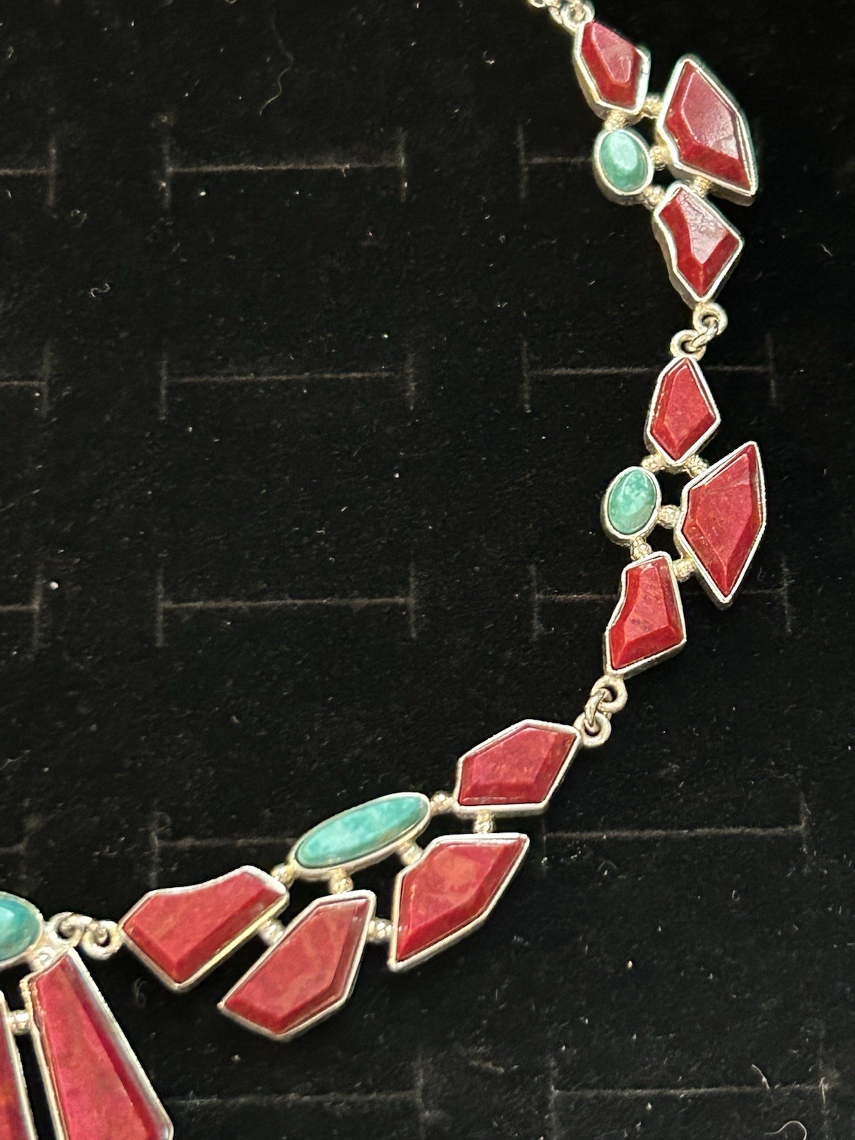 Jay King 30th Anniversary Sterling, Red Coral and Turquoise Statement Necklace